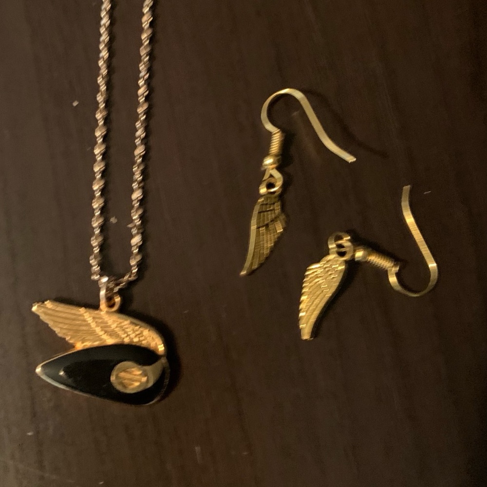 Harley Gold Plated/Sterling Tank W/Wing Necklace